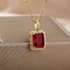 Zircon Square Pendant Necklaces