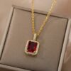 Zircon Square Pendant Necklaces