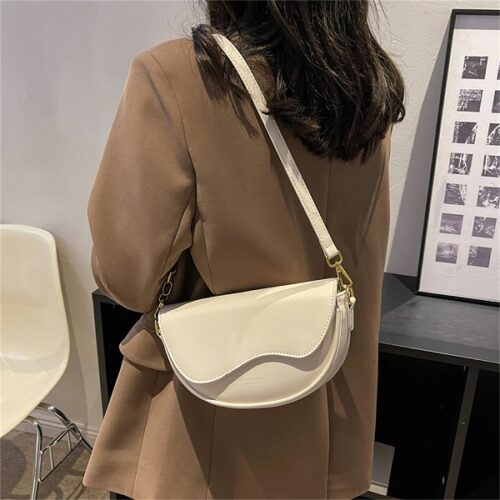 Small Leather Saddle Armpit Bags white colour