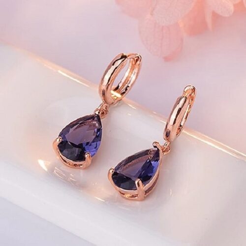 Zircon Gemstone Water Drop Earrings