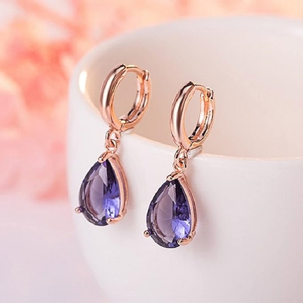 Zircon Gemstone Water Drop Earrings