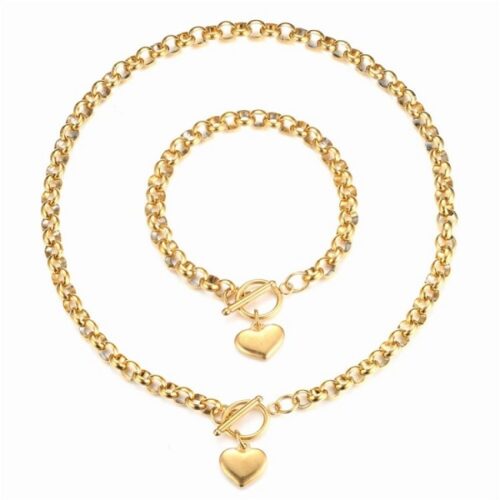 Heart Shape Bracelet Necklace Sets