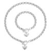 Heart Shape Bracelet Necklace Sets