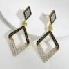 Diamond Shape Black And Golden Earrings