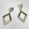 Diamond Shape Black And Golden Earrings