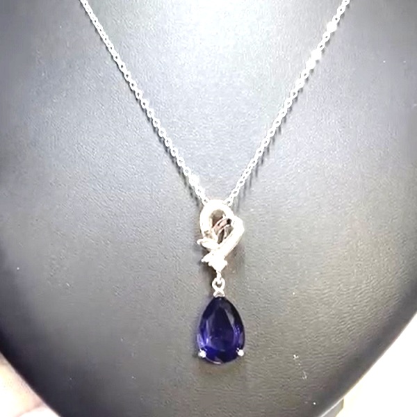 Zircon Sapphire Pendant Necklace