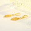 Gold Drop Zircon Leaf Earrings for Women