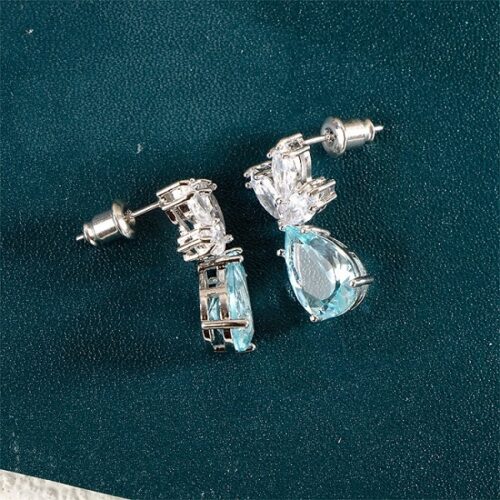 Drop Earrings With Light Blue Zircon