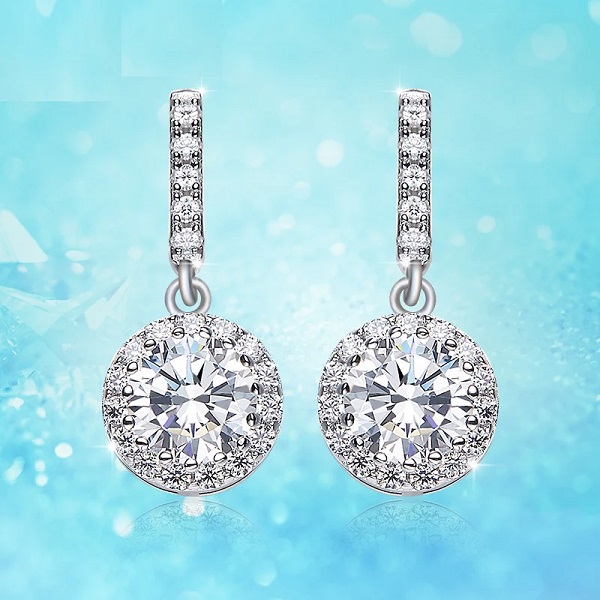 Dangling Zircon Solitaire Silver Earrings