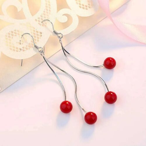 Red Garnet Long Drop Earrings