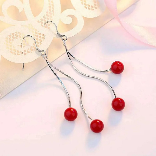 Red Garnet Long Drop Earrings