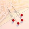 Red Garnet Long Drop Earrings