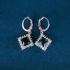 Square Emerald Long Earrings