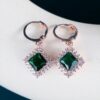 Square Emerald Long Earrings