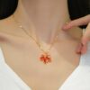 Red Maple Leave Pendant Necklace