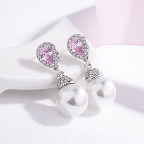 Ruby Pearl Crystal Earrings